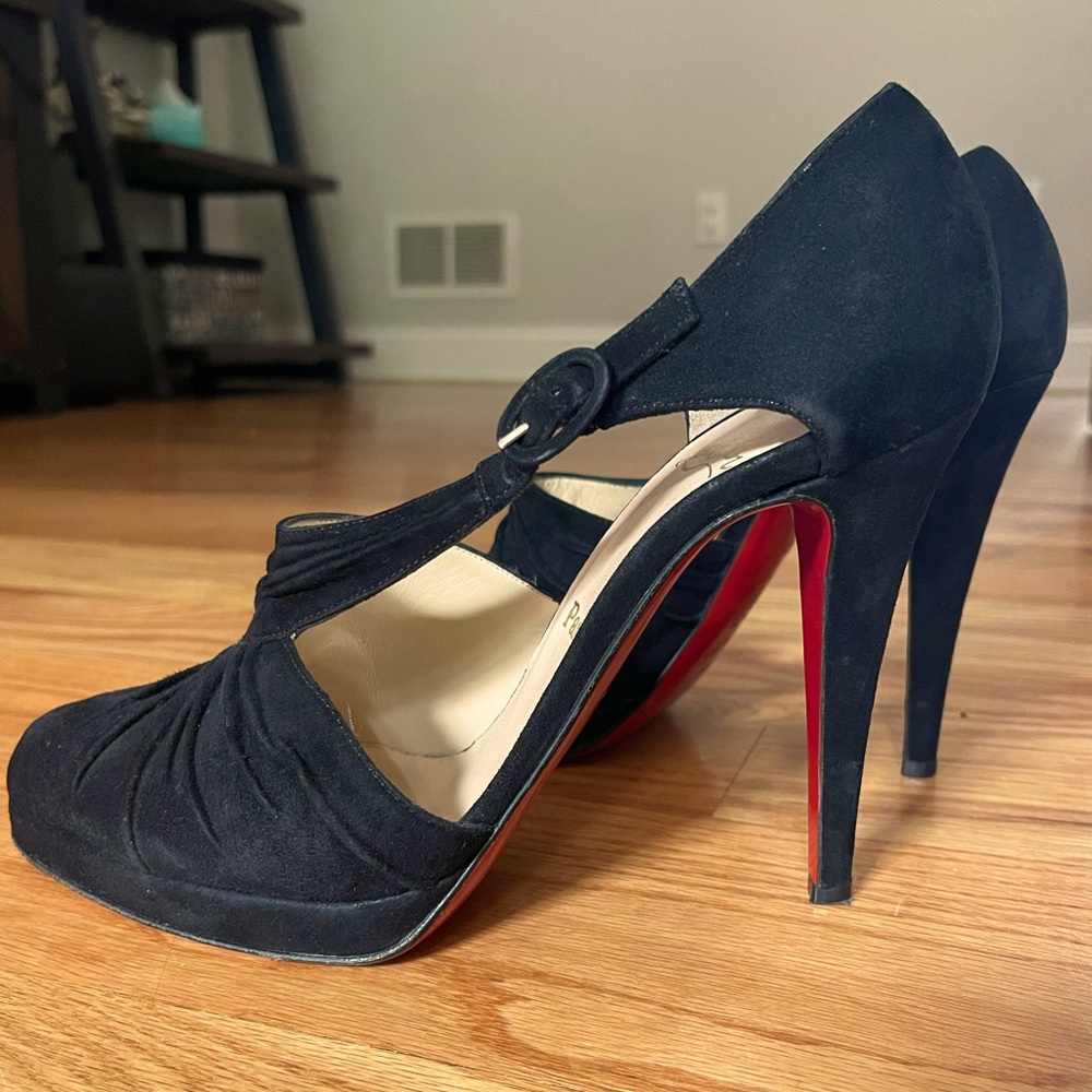 Christian Louboutin black suede D’Orsay pumps